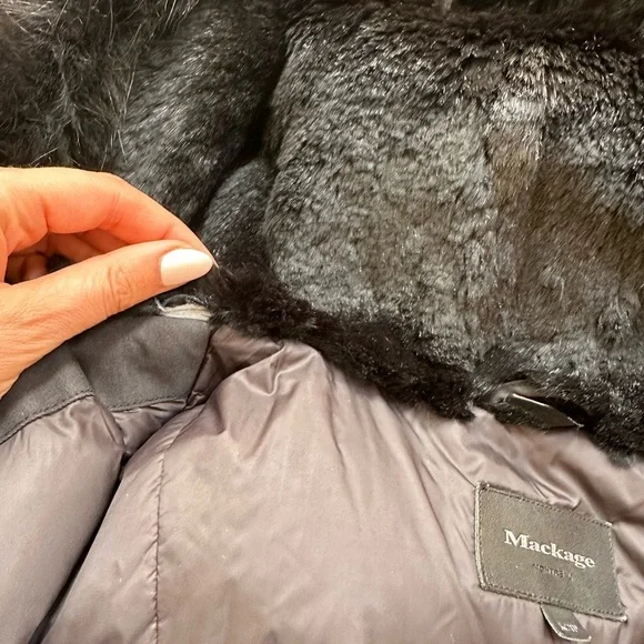 Mackage Women's Black Fur-Trimmed Coat XS​​ - Picture 7 of 10
